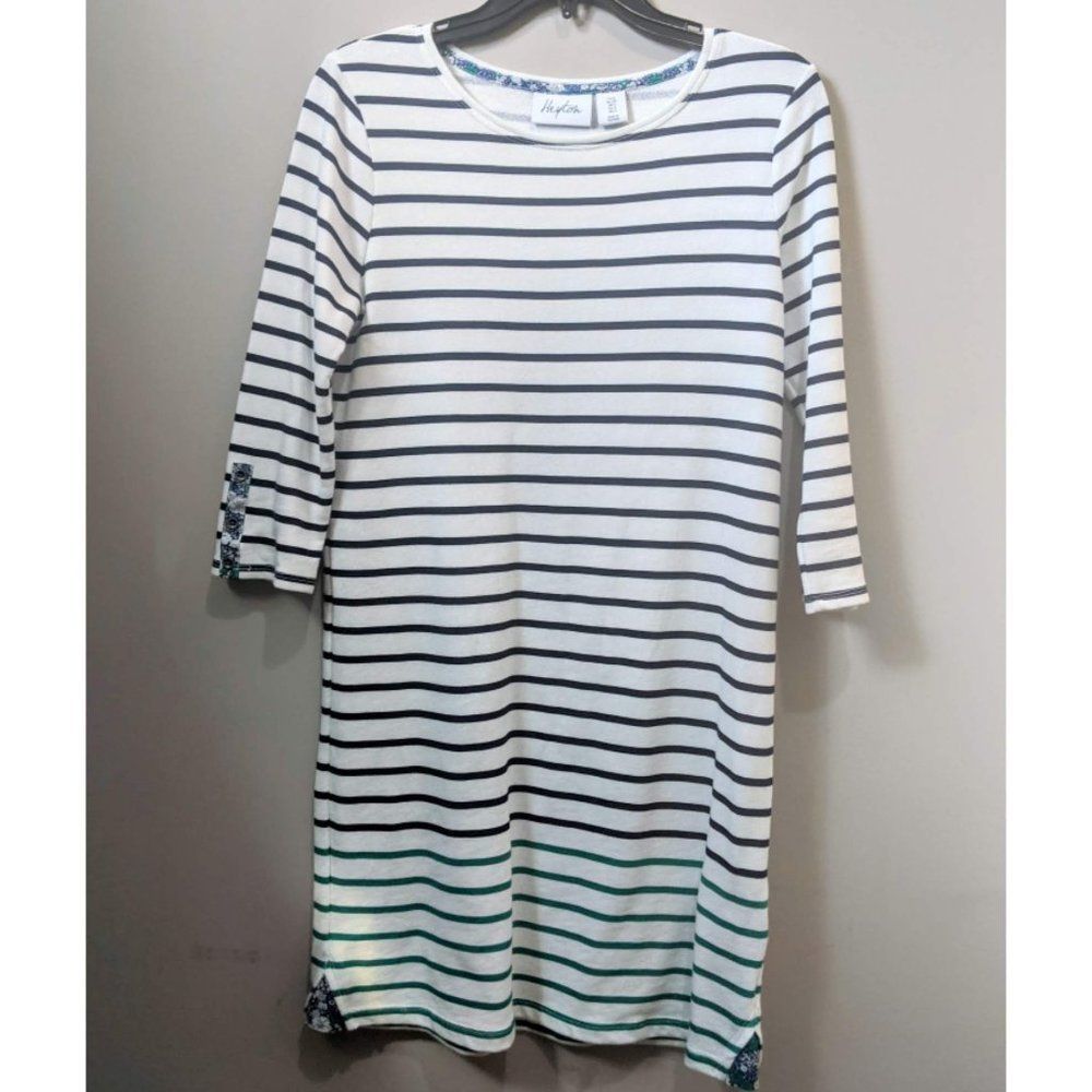 HEYTON Striped Dress with Floral Details Sz Small